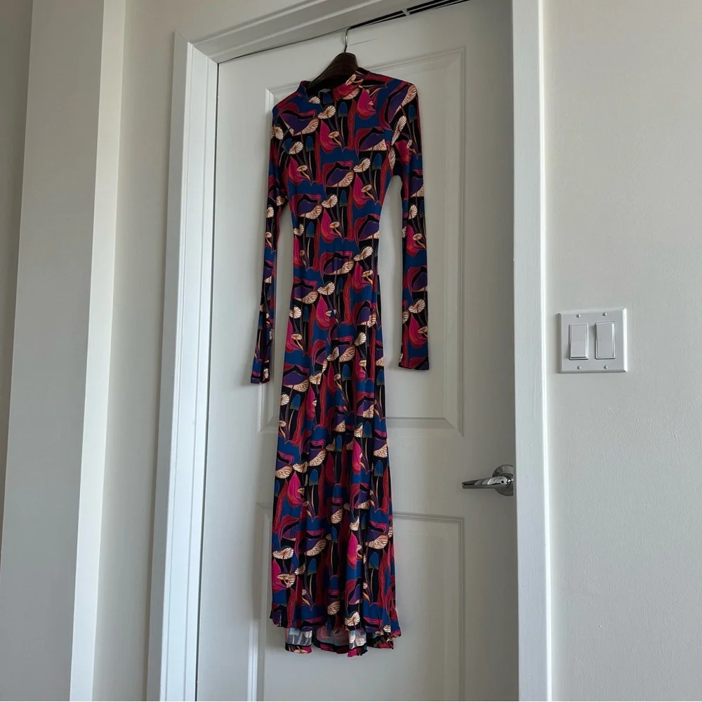 Farm Rio Wild Mushrooms Black Jersey Midi Dress - Picture 6 of 8